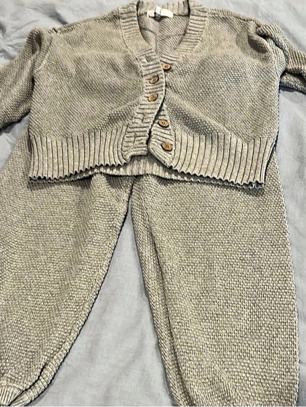 Free People Hailee Cardi Set Knit Cardigan and Pants Light Gray Size XS NEW n